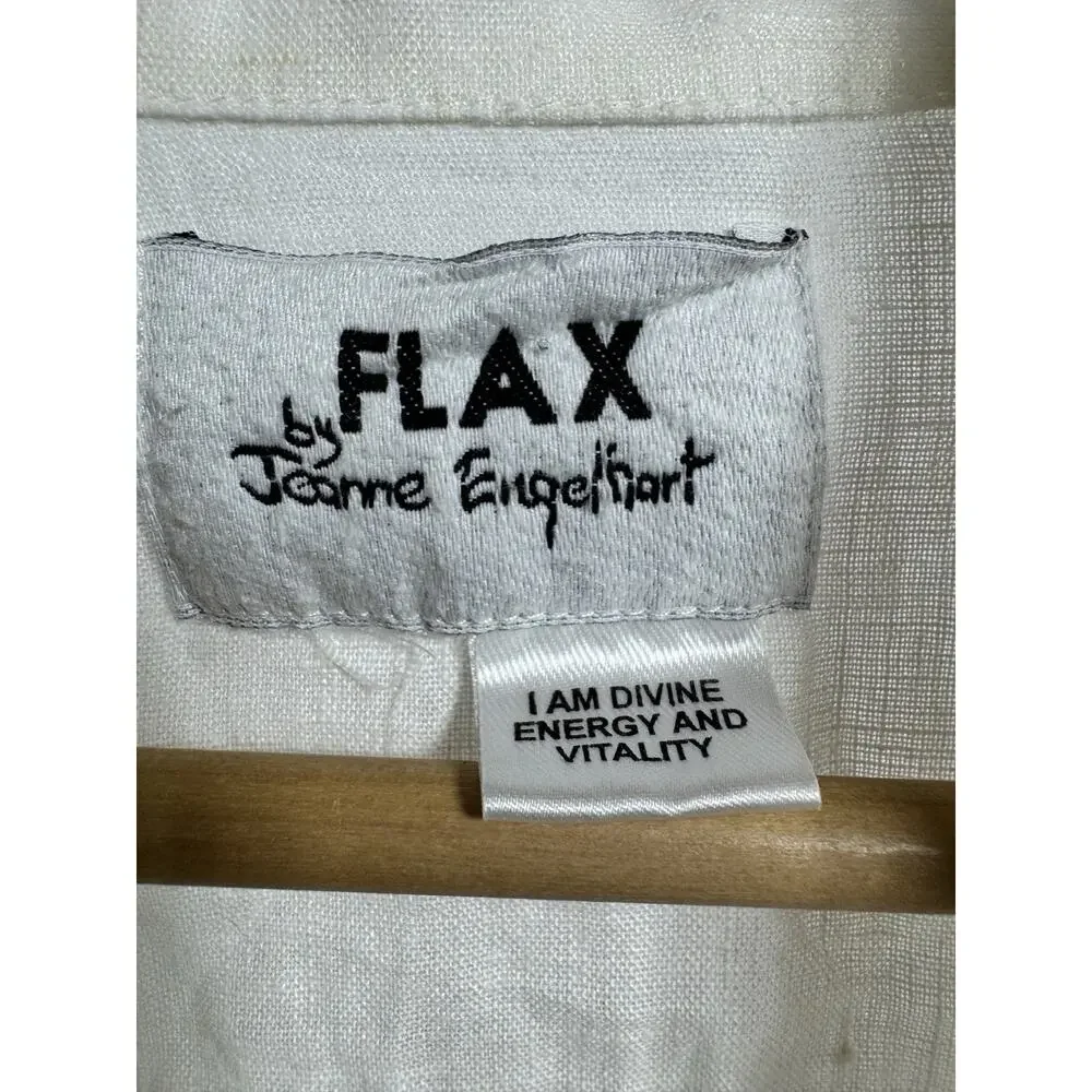 Vintage FLAX by Jeanne Engelhart Oversize Linen Shirt White Sz XL Long Sleeve - Picture 3 of 7